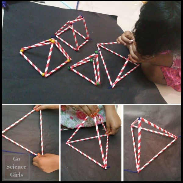 Hands on geometry learning about pyramids and triangular prisms Fun STEM for kids