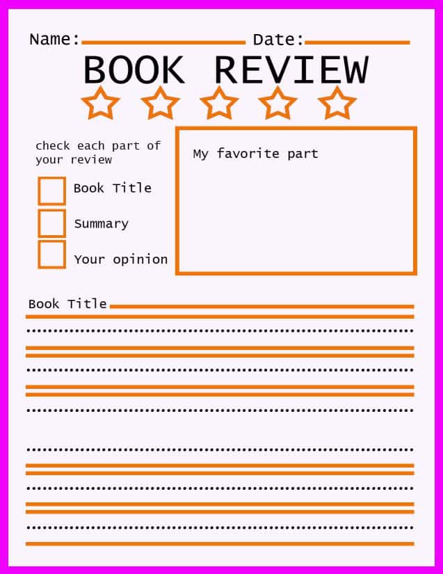 Book Review Template for Kids (Tips & Activities) Go Science Girls