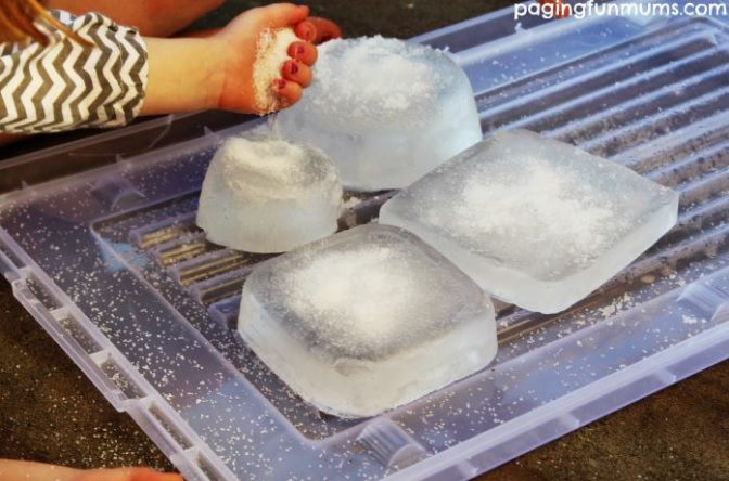 Melting Ice Salt Experiment