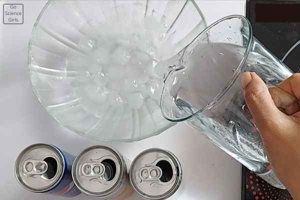 Pour Cold Water into the glass bowl