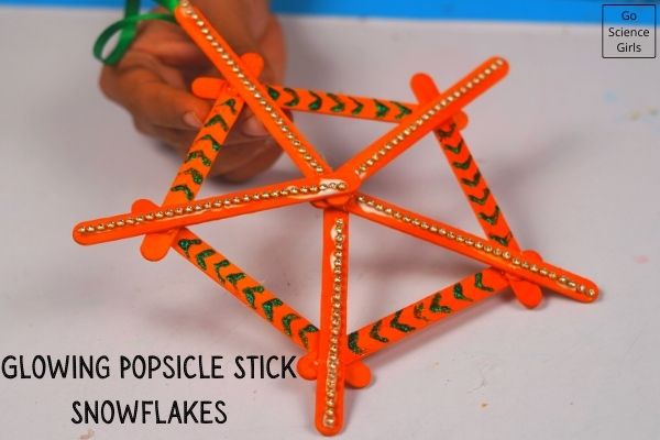 Glowing Popsicle Stick Snowflakes 