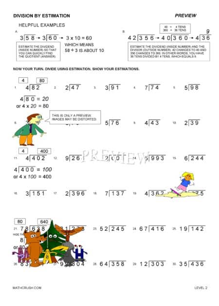 Worksheets to Practice Estimation with Division (Level-2)_1