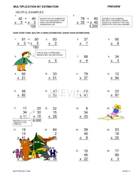 Worksheets to Practice Estimation with Multiplication (Level-2)_1